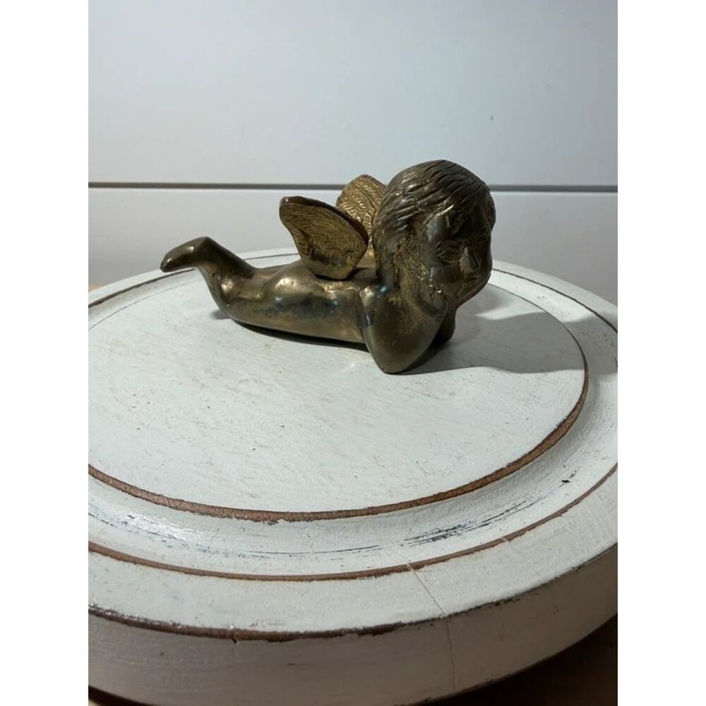 Vintage Brass Cherub Angel Paper Weight Grannycore